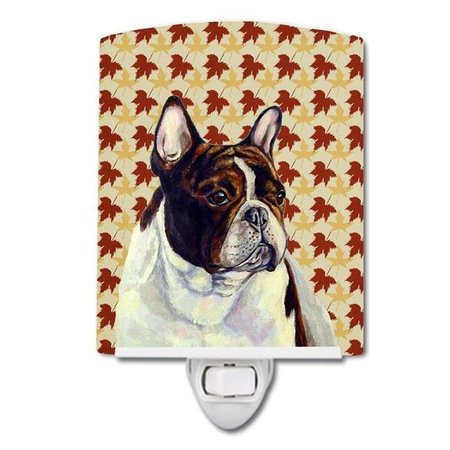 CAROLINES TREASURES Carolines Treasures LH9112CNL French Bulldog Fall Leaves Portrait Ceramic Night Light LH9112CNL